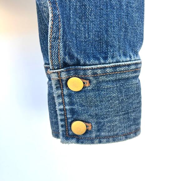CO Los Angeles Japanese Denim Jean Jacket Y2K Small Puff Shoulder Cropped - Picture 10 of 10